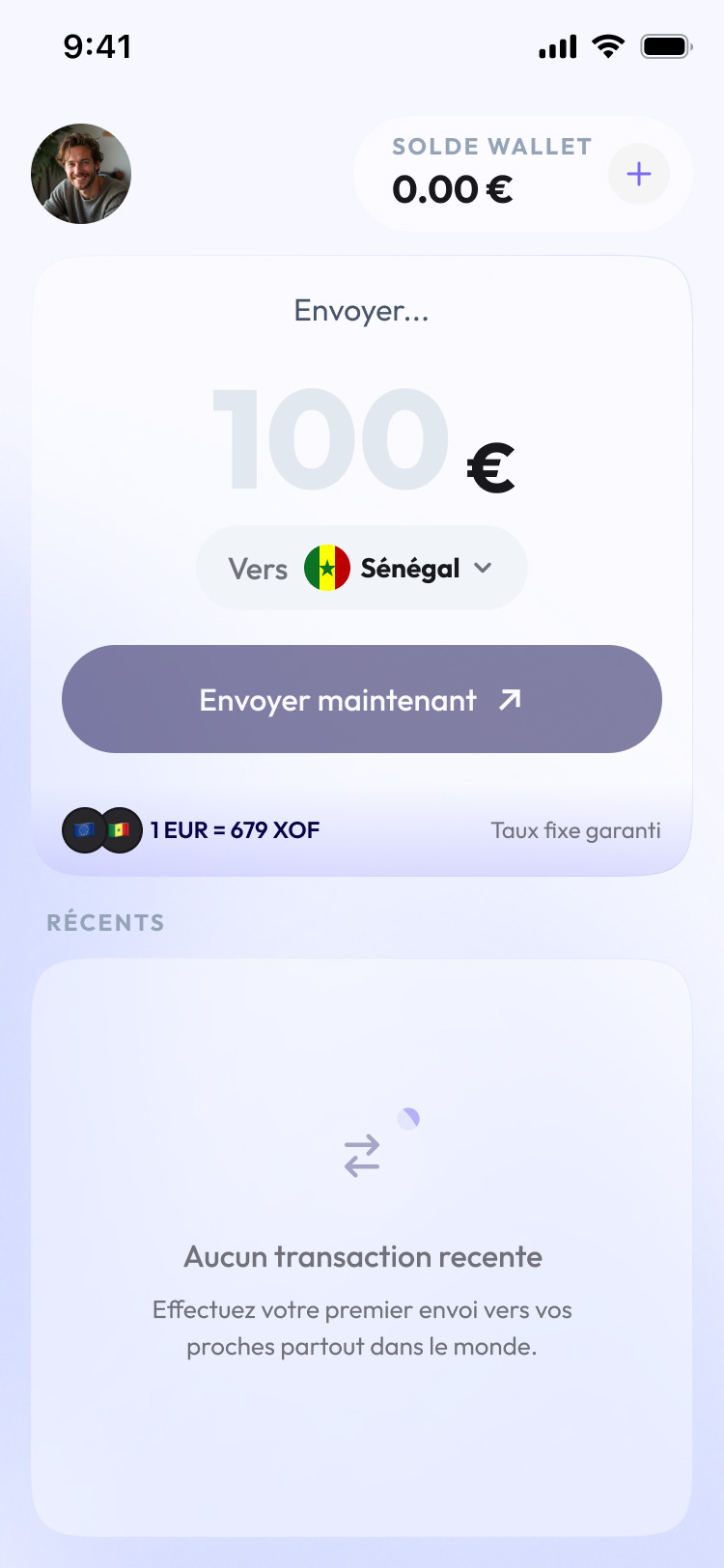 Écran d'accueil KubaPay